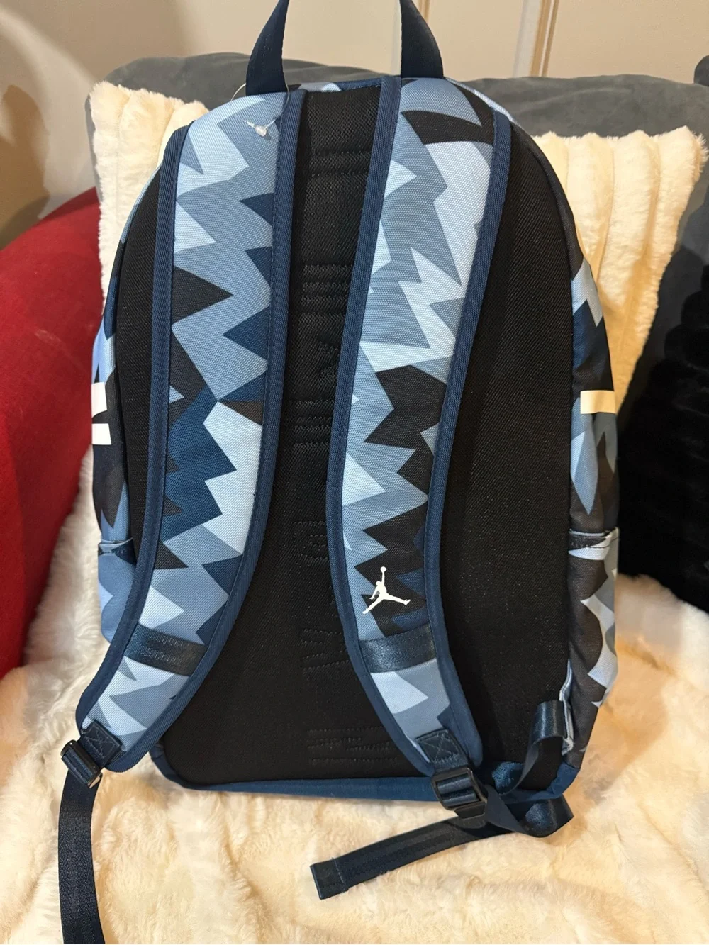 Jordan Men's Navy and Light Blue Geometric Backpack